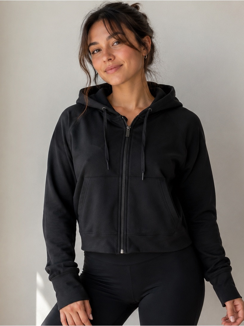 Yogalicious Lux Black Full Zip Performance Hoodie Jacket